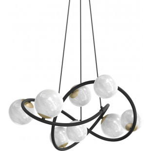 Lampa wisząca szklane kule Nisyro 65cm szkło alabastrowe / czarny / złoty Zumaline