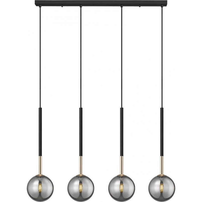 Lampa wisząca Arcturus ZumaLine | 4 szklane kule, czarny/złoto