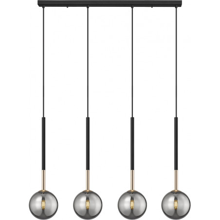 Lampa wisząca Arcturus ZumaLine | 4 szklane kule, czarny/złoto