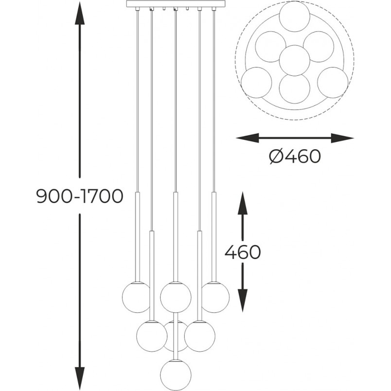 Lampa wisząca Arcturus - 7 kuli, szkło, złoto | ZumaLine