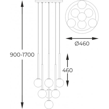 Lampa wisząca Arcturus - 7 kuli, szkło, złoto | ZumaLine