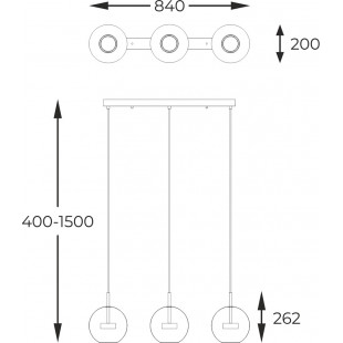 Lampa wisząca ZumaLine Enceladus | 3 szklane kule, LED 84cm