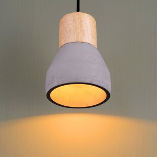 Lampa wisząca betonowa Concrete | Loftowa lampa z drewnem - Step
