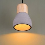 Lampa wisząca betonowa Concrete | Loftowa lampa z drewnem - Step