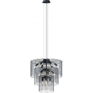 Lampa wisząca szklana Nira 56cm czarny chrom /szkło dymione Zumaline