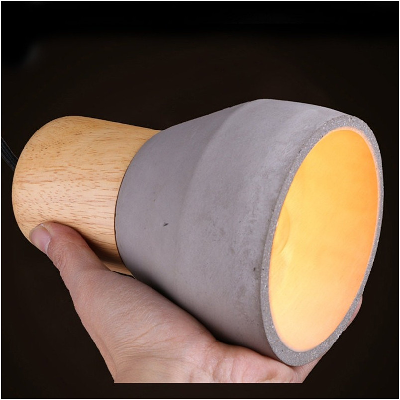 Lampa wisząca betonowa Concrete | Loftowa lampa z drewnem - Step
