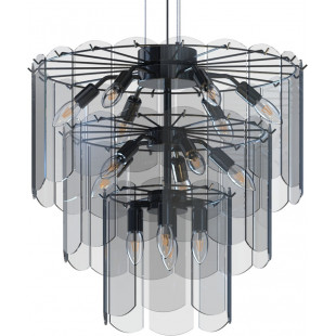 Lampa wisząca szklana Nira 56cm czarny chrom /szkło dymione Zumaline