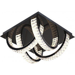 Plafon kwadratowy z kryształkami Tula LED 44x44cm czarny / chrom Zumaline