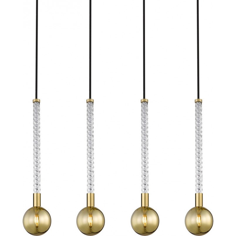 Lampa wisząca Mida - 4 kule szklane, złoto, ZumaLine | Oświetlenie