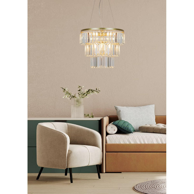 Lampa wisząca kryształowa Tifanny 40cm złoty | ZumaLine