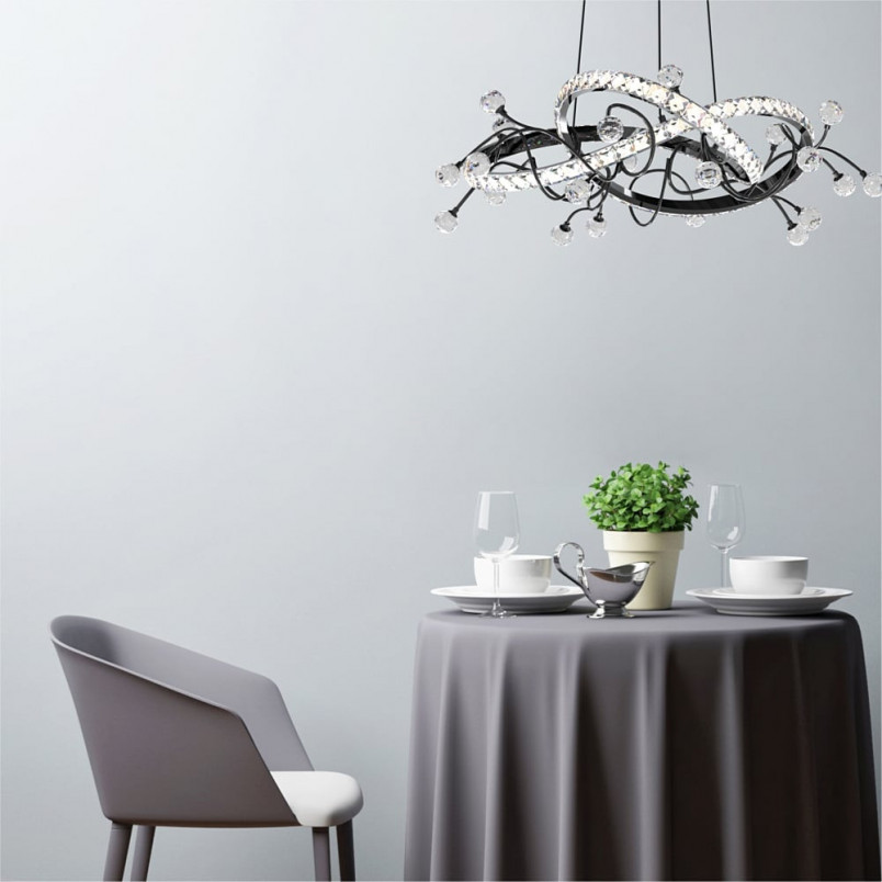 Lampa Maia LED Czarna z Kryształami | ZumaLine - 58cm
