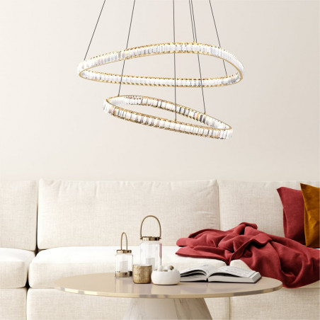 Lampa Wisząca Kryształowa Złota | ZumaLine Athesa LED 80cm