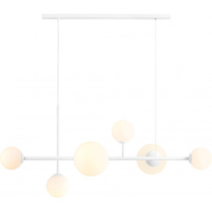 Lampa wisząca szklane kule na listwie Dione VI 130cm biała Aldex