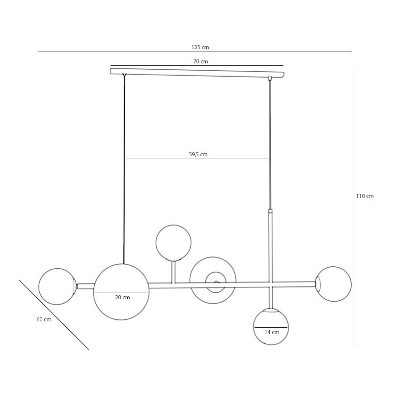 Lampa wisząca Dione VI - szkło biało-czarne | Aldex
