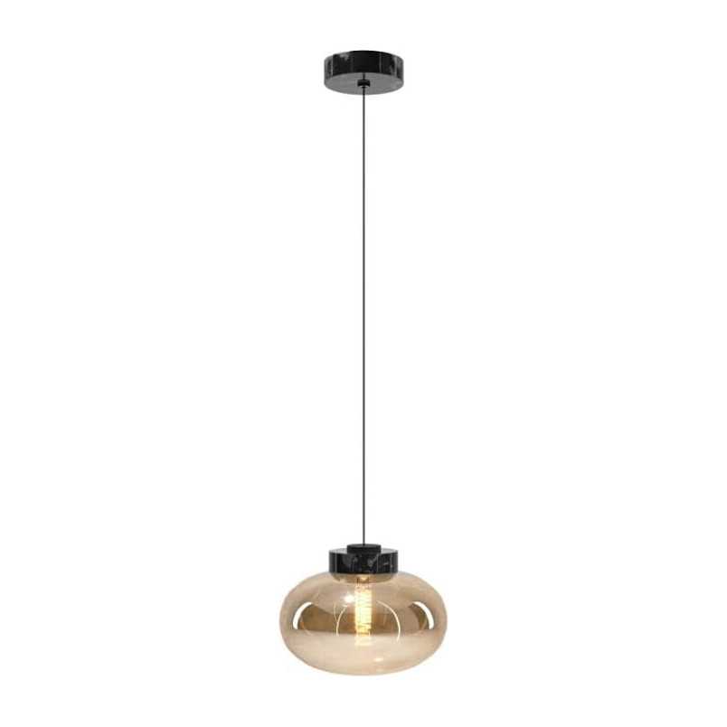 Lampa wisząca Moonstone | Bursztynowe szkło, czarny marmur | MaxLight