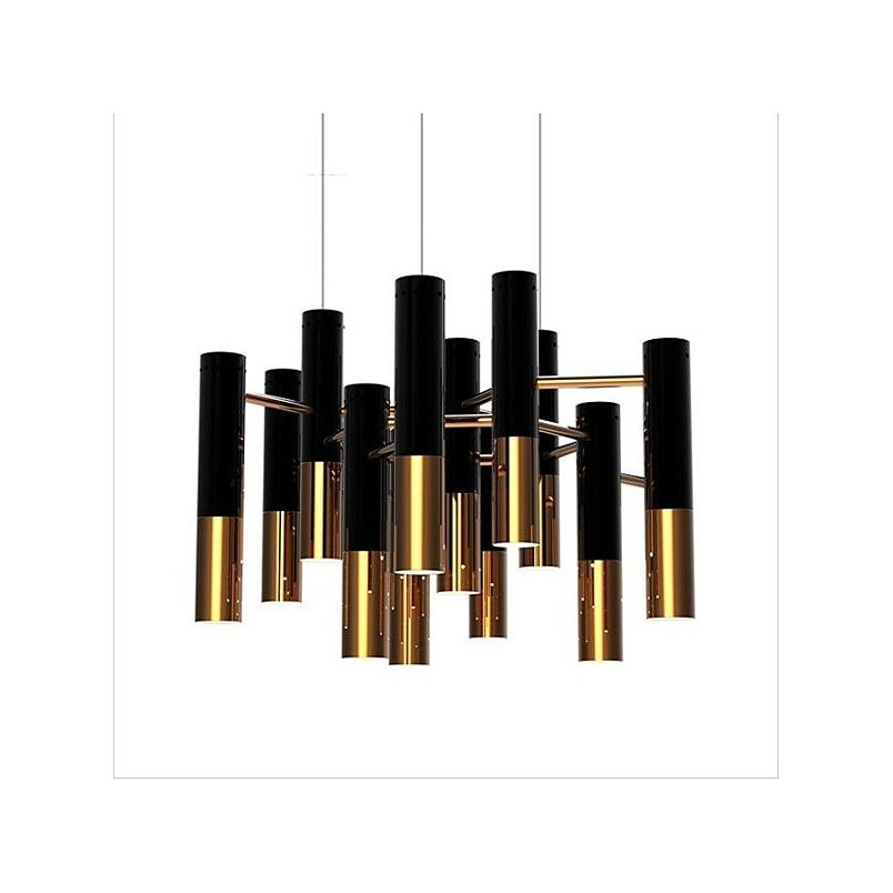 Lampa wisząca Golden Pipe XIII czarno-złota | Step Design