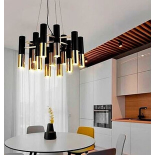 Lampa wisząca Golden Pipe XIII czarno-złota | Step Design