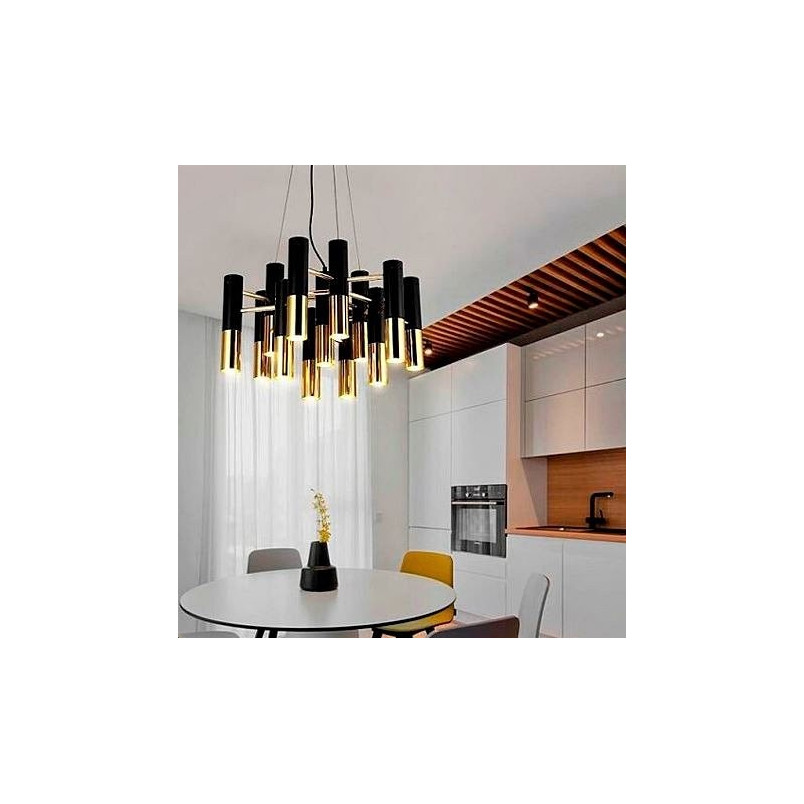 Lampa wisząca Golden Pipe XIII czarno-złota | Step Design