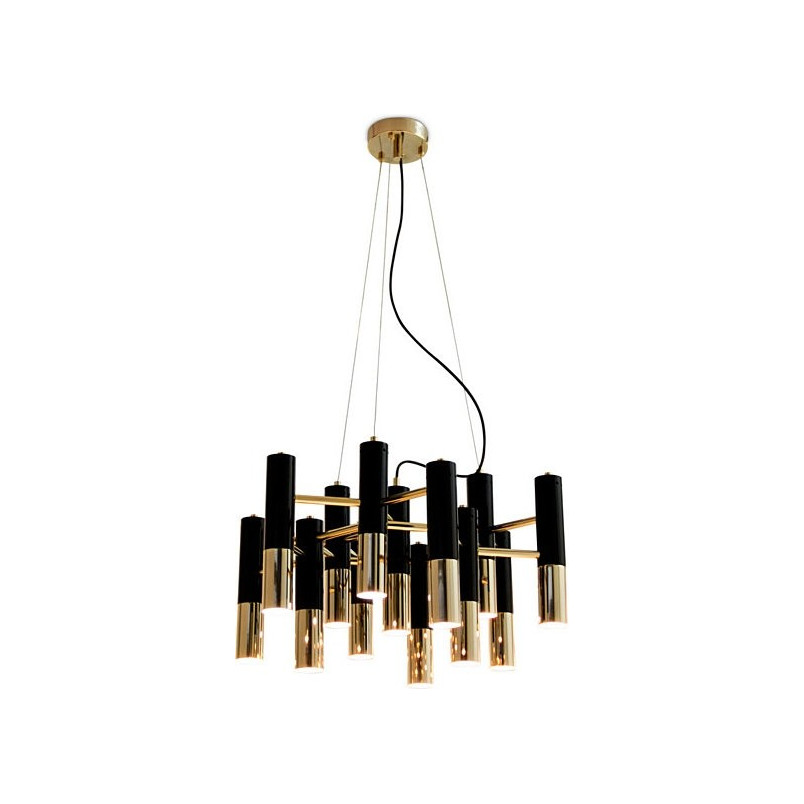 Lampa wisząca Golden Pipe XIII czarno-złota | Step Design