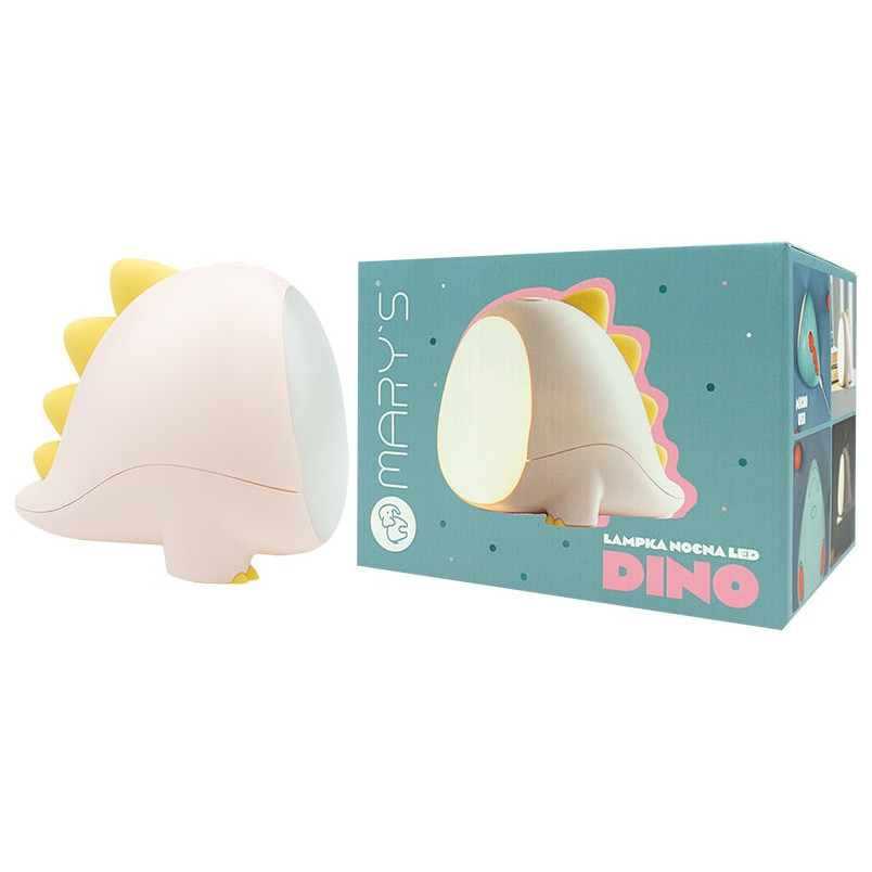 Lampka nocna Dino LED różowa Mary's - Przytulne światło dla dziecka