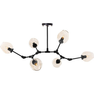 Stylizowa Lampa sufitowa szklana designerska Modern Orchid 6 Czarno Bursztynowa