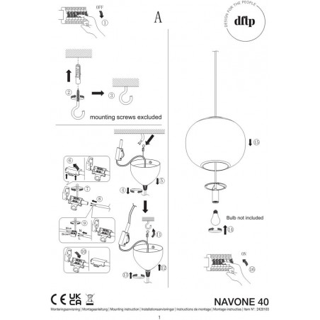 Lampa wisząca Navone - szklana kula 40cm | Design For The People