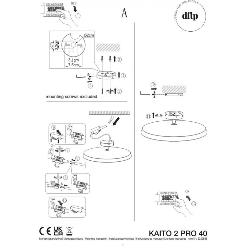 Plafon LED Kaito Pro - czarny, regulowany - Design For The People