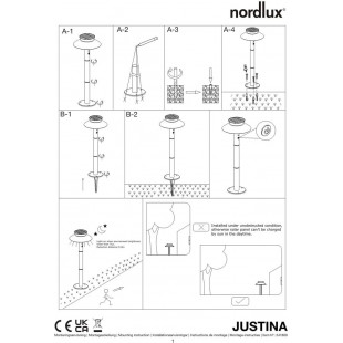 Słupek ogrodowy solarny Nordlux Justina | LED 3000K, antracyt