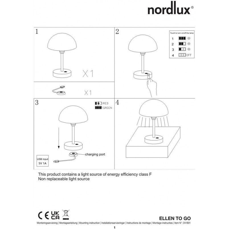 Lampka ogrodowa Ellen To-Go LED Nordlux | Zielona, Przenośna