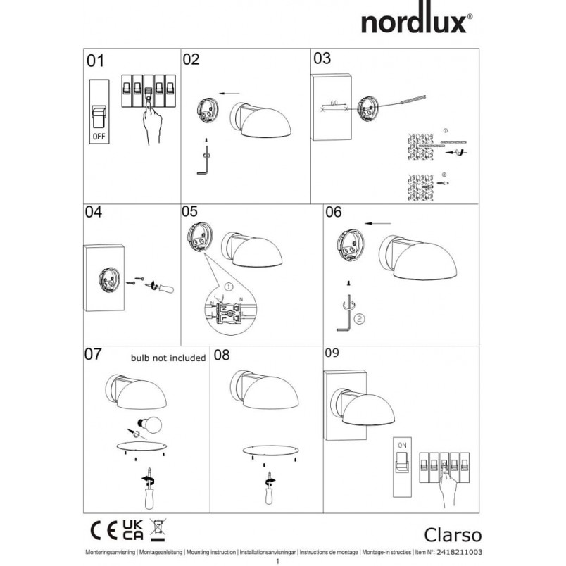 Kinkiet elewacyjny Clarso czarny Nordlux | Oświetlenie zewnętrzne