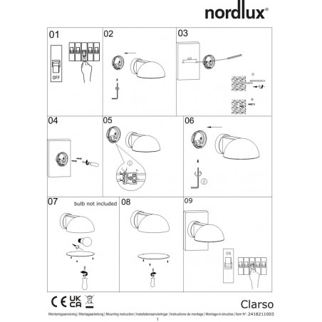 Kinkiet elewacyjny Clarso czarny Nordlux | Oświetlenie zewnętrzne