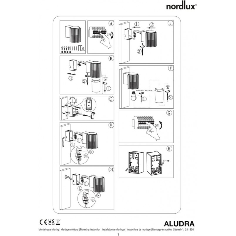 Kinkiet Nordlux Aludra Seaside | Eleganckie oświetlenie ogrodu
