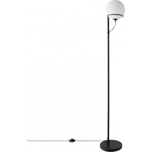 Lampa podłogowa szklana kula Wilson 159cm opal / czarny Nordlux