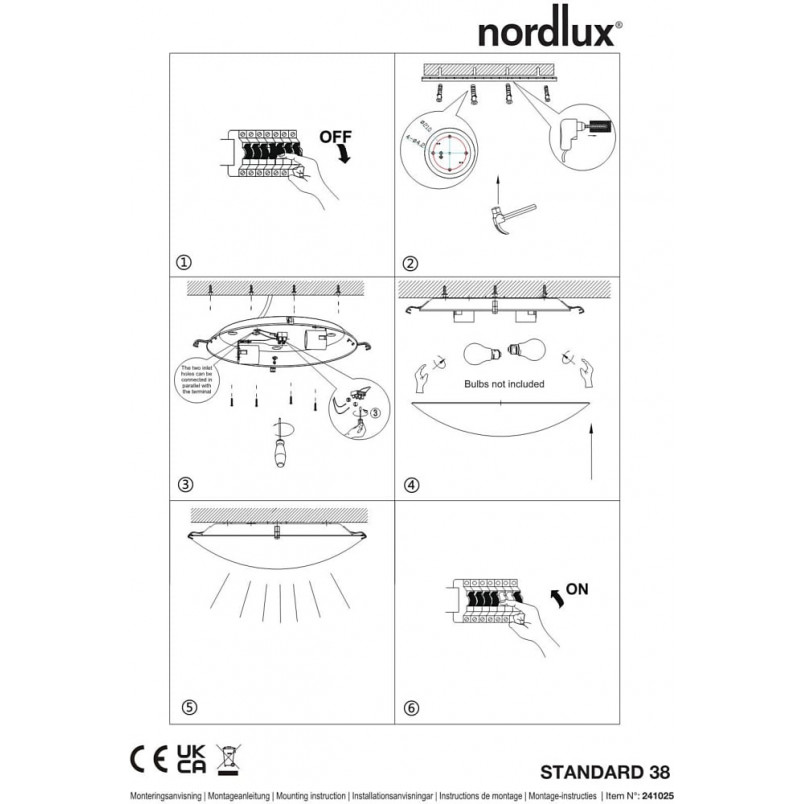 Plafon szklany biały Nordlux Standard 38cm - Sklep z Lampami