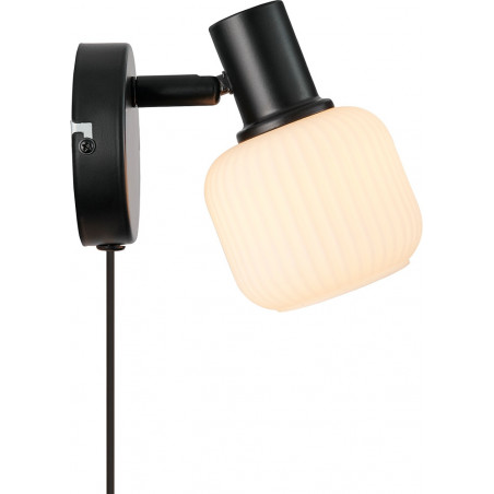 Kinkiet szklany Nordlux Milford Mini | Biały/Czarny - Retro Design