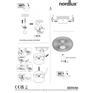 Plafon Beroni 40cm czarny - Nordlux | Loftowa elegancja