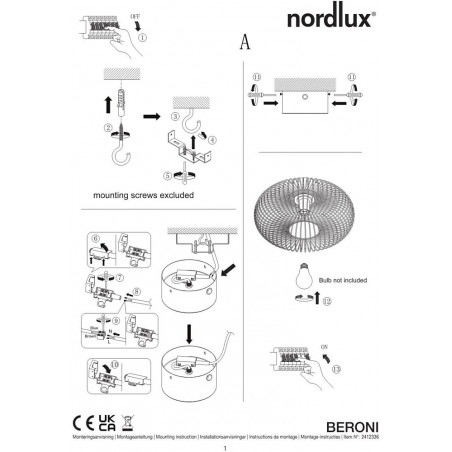 Plafon Beroni 40cm czarny - Nordlux | Loftowa elegancja