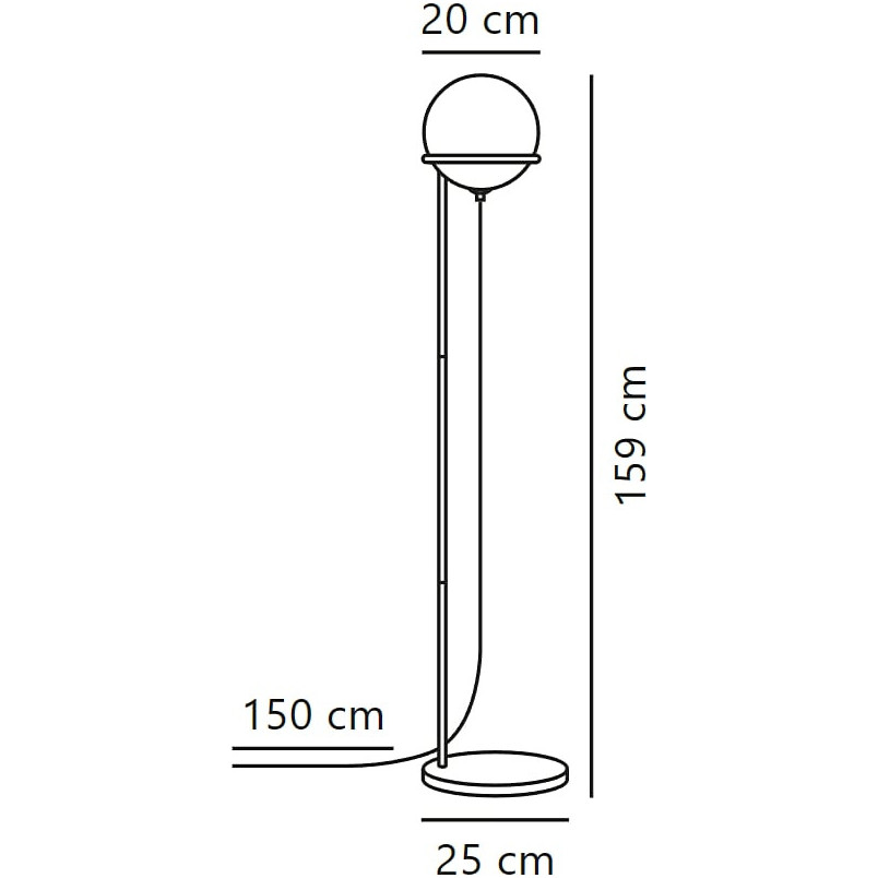 Lampa podłogowa Wilson - szklana kula, czarny | Nordlux