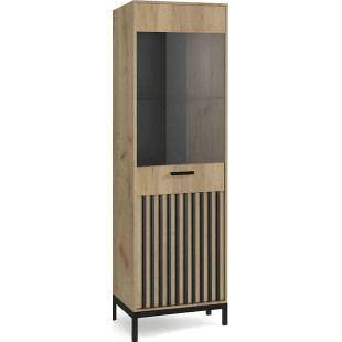 Regał stojący zamykany z lamelami Lamino 54x40x191cm dąb craft/czarny Halmar