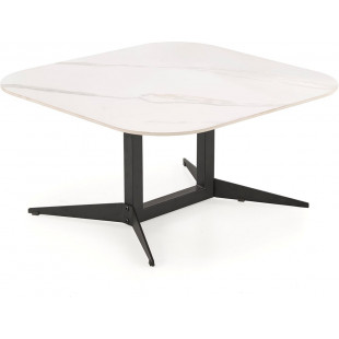 Stolik kwadratowy Borna 80x80cm biały marmur / czarny Halmar