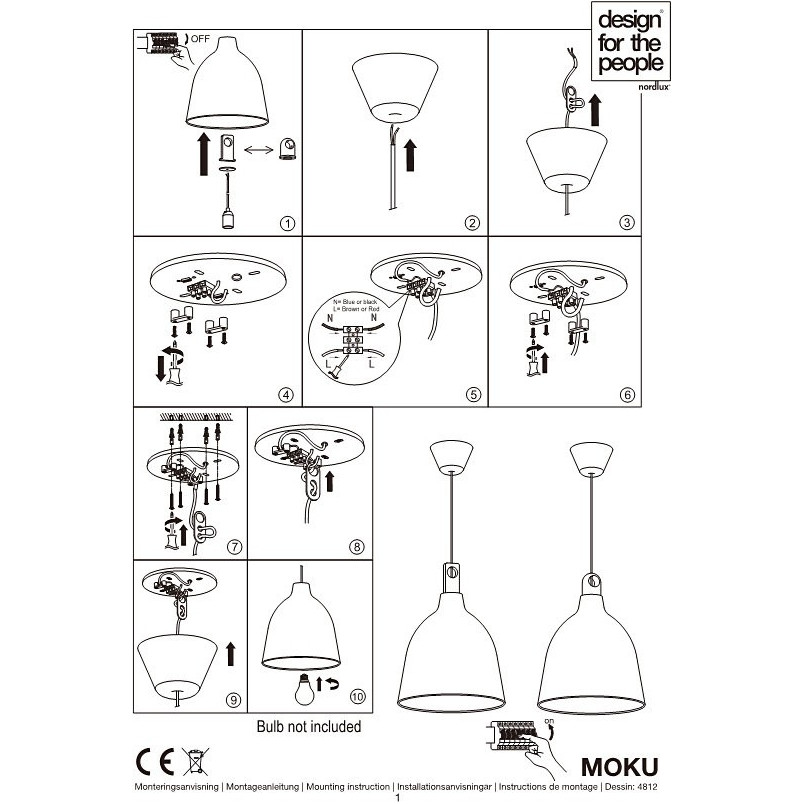 Lampa wisząca Moku | Szara, Skandynawska | Design For The People