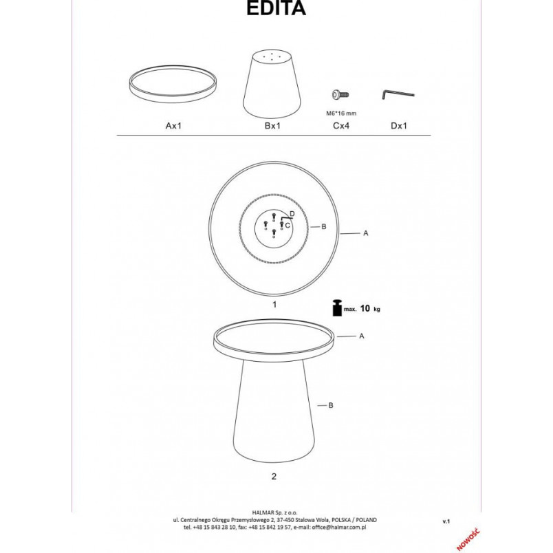 Stolik boczny Editta Halmar | Naturalny design, 45cm