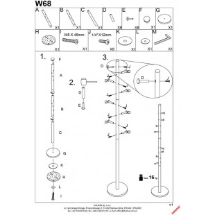 Wieszak stojący glamour Halmar W68 | Czarny/Złoty | Kup online