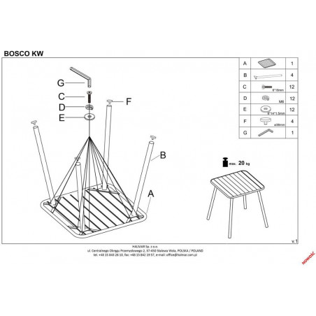 Stół metalowy kwadratowy Bosco 70x70cm biały - Halmar | Kup teraz!