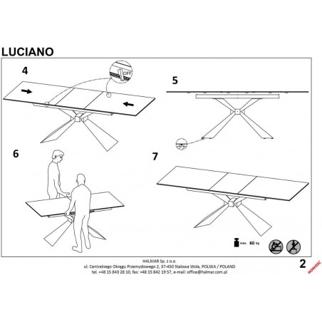 Stół rozkładany Luciano | Halmar | 180-230x90cm | Czarny marmur