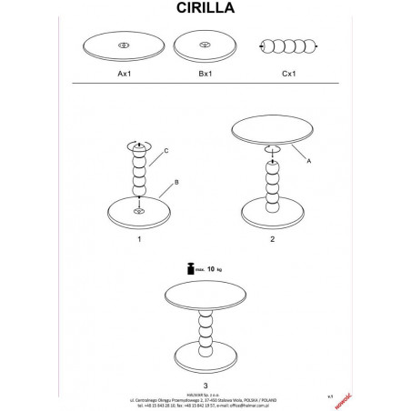 Stolik boczny okrągły Cirilla | Halmar | Czarny | 40cm