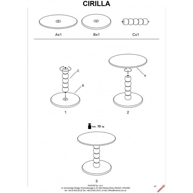 Stolik boczny okrągły Cirilla | Niebieski | Halmar | 40cm