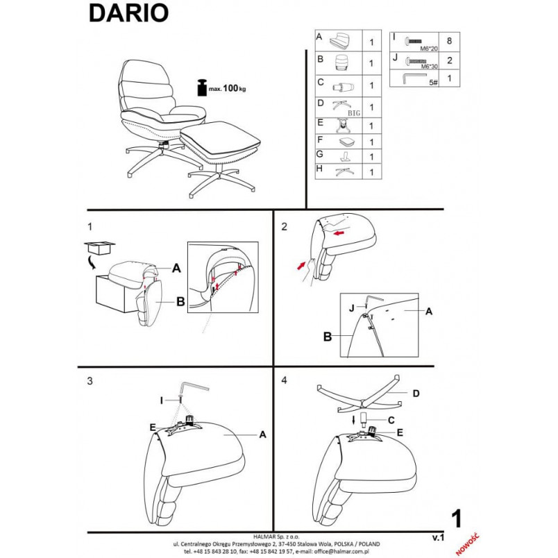 Fotel Dario Halmar: Komfort, Kołyska, Podnóżek - Kup Teraz!