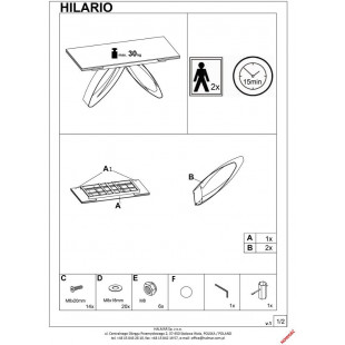 Stół rozkładany Hilario | Biały marmur / Czarny | Halmar