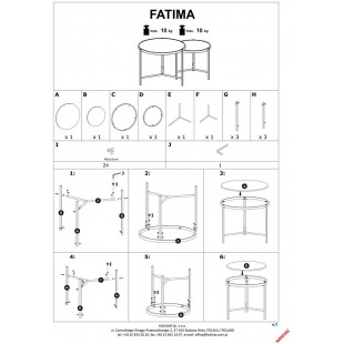 Zestaw stolików Fatima | Halmar: Czarny marmur, Złoty - Kup teraz!